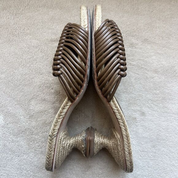 Paloma Barcelo Brown Leather Knot Straps Jute Heel Sandal Women EU 37 US 6.5 - Picture 4 of 16